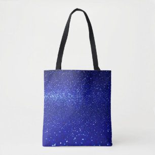Schimmerblauer Glitzer Leinwand Tasche