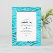 Schimmerblauer Tiger Streifen Junggeselinnen-Absch Einladung (Stehend Vorderseite)