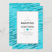 Schimmerblauer Tiger Streifen Junggeselinnen-Absch Einladung (Vorne/Hinten)