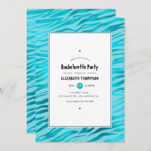 Schimmerblauer Tiger Streifen Junggeselinnen-Absch Einladung