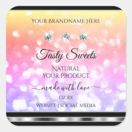 Schimmerfarbige Glitzer-Produktkennzeichnungen Dia Quadratischer Aufkleber