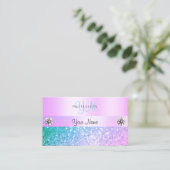 Schimmerhellrosa, Aquamariner Glitzer Monogramm Pa Visitenkarte (Stehend Vorderseite)