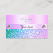 Schimmerhellrosa, Aquamariner Glitzer Monogramm Pa Visitenkarte (Vorderseite)