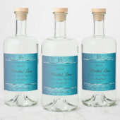 Schimmerly Aquamarin mit Glitzer Initials Product  Alkoholflaschenetikett (Flaschen)