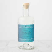 Schimmerly Aquamarin mit Glitzer Initials Product  Alkoholflaschenetikett (Vorderseite)