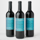 Schimmerly Aquamarin mit Glitzer Initials Product  Weinetikett (Flaschen)