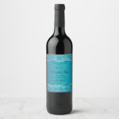 Schimmerly Aquamarin mit Glitzer Initials Product  Weinetikett (Vorderseite)