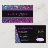 Schimmernd Lila Pink Ombre Glitzer Stars Lashes Visitenkarte (Vorne/Hinten)