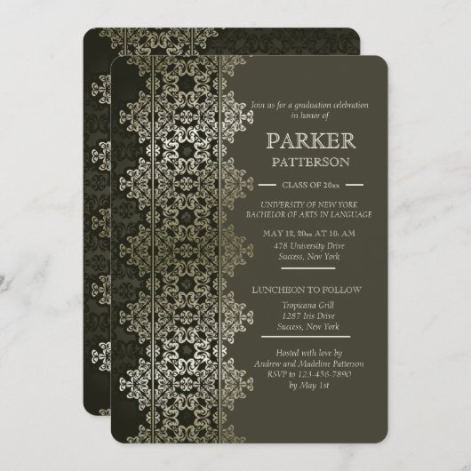 Schimmernde Abschluss Einladung (Vorne/Hinten)