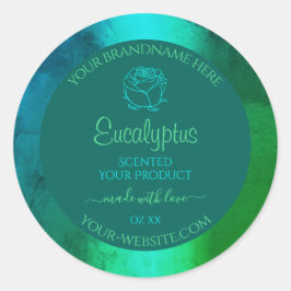 Schimmernde Aquamarine grüne Muster Produktkennzei Runder Aufkleber