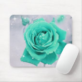 Schimmernde aquamarine Rosen-Blume Mousepad (Mit Mouse)
