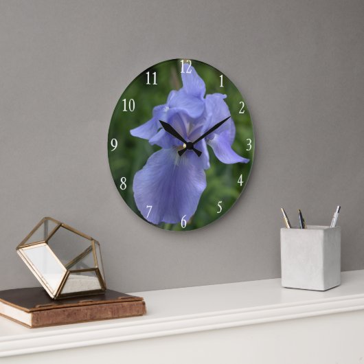 Schimmernde Blaue Iris-Blumenwanduhr Große Wanduhr (Büro)