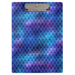 Schimmernde blaue Ombre- und Glitzer-Drachenschupp Klemmbrett
