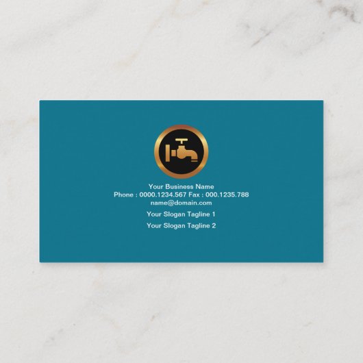 Schimmernde blaues Wasser-Leck-Goldklempner-Ikonen Visitenkarte (Rückseite)