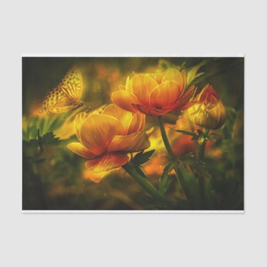 Schimmernde Blume und Schmetterling Seidenpapier (Vorderseite)