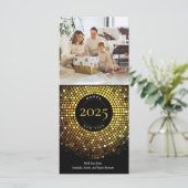 Schimmernde Circle Lights Neujahr Foto Gruß (Stehend Vorderseite)