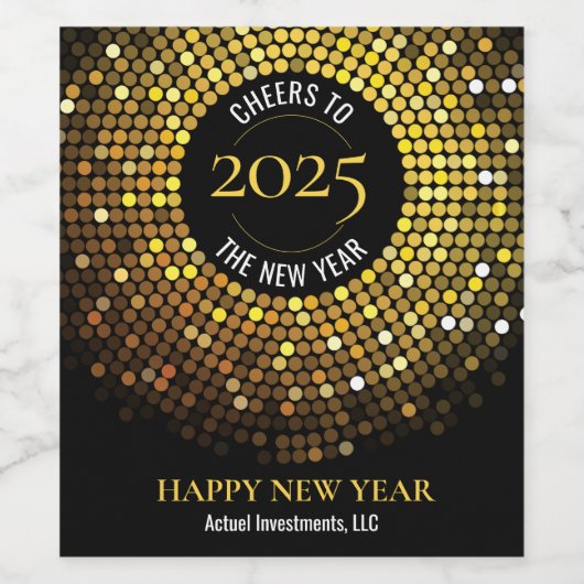 Schimmernde Circle Lights Silvester Weinetikett (Einzelnes Label)