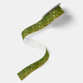 Schimmernde dunkelgrüne GoldGlitzern Satinband (Rückseite)