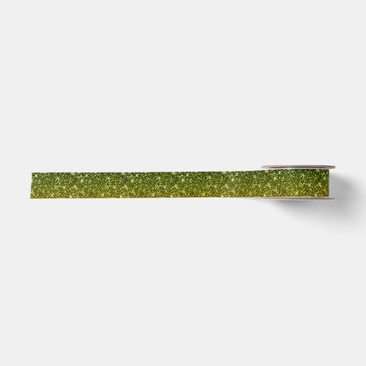 Schimmernde dunkelgrüne GoldGlitzern Satinband (Vorderseite)
