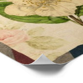 schimmernde Eleganz Blumenvogel, französisch botan Poster (Ecke)