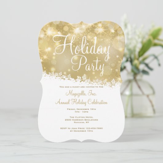 Schimmernde Feiertags-Party Einladung (Stehend Vorderseite)