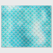 Schimmernde Fischskalen auf Aqua Geschenkpapier (Flach)
