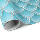 Schimmernde Fischskalen auf Aqua Geschenkpapier (Rolleneckpunkt)