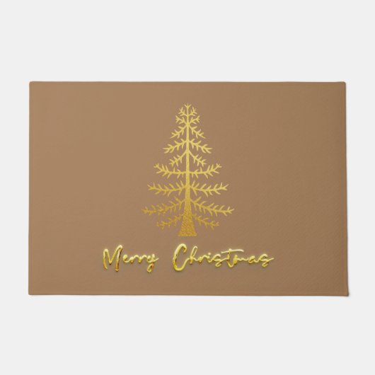 Schimmernde Glam moderne Luxus-Goldbäume braun Fußmatte (Vorderseite)