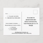 Schimmernde Glitzern Gold & Black Wedding RSVP Postkarte (Rückseite)