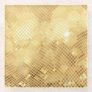 Schimmernde Goldwellen: Mosaiktextur Glasuntersetzer