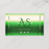 Schimmernde grüne Sparkle-Diamanten-Initialen Visitenkarte (Vorderseite)