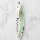Schimmernde hellgrüne irisierende Textur Kellnermesser (Vorderseite)