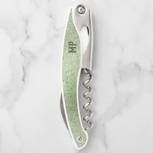 Schimmernde hellgrüne irisierende Textur Kellnermesser (Rückseite)
