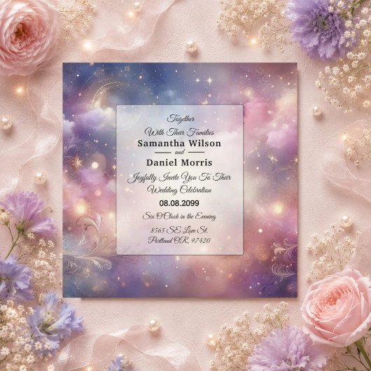 Schimmernde Himmelshardust-Hochzeiten Einladung