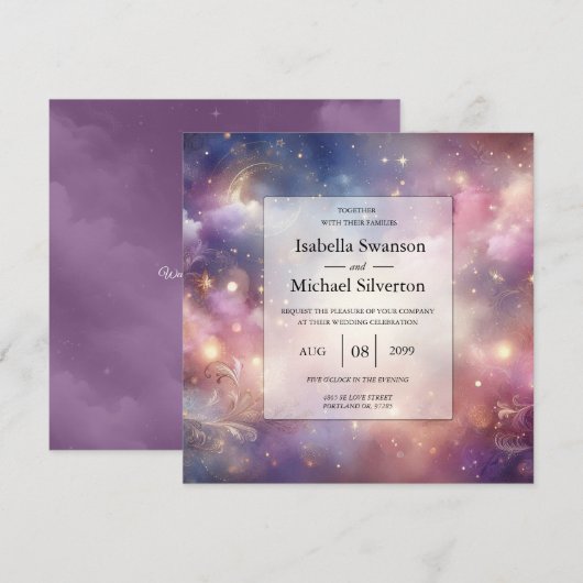 Schimmernde Himmelshardust-Hochzeiten Einladung (Vorne/Hinten)
