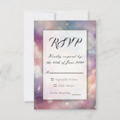 Schimmernde Himmelshardust-Hochzeiten RSVP Karte (Vorderseite)