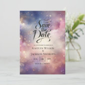 Schimmernde Himmelshardust-Hochzeiten Save The Date (Stehend Vorderseite)