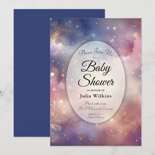 Schimmernde Himmelskies Einladung (Vorne/Hinten)