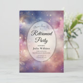 Schimmernde Himmelsruhestandsruhen Einladung (Stehend Vorderseite)