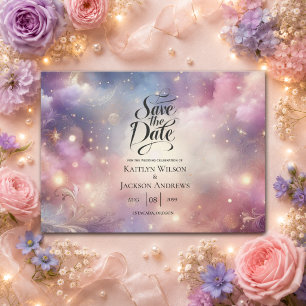 Schimmernde Himmelssternchen-Hochzeit Save The Date
