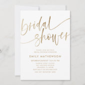 Schimmernde Imitate Gold Calligraphy Brautparty Einladung (Vorderseite)