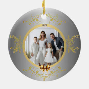Schimmernde Jahresgrüße Silver & Gold Cerami Keramik Ornament