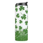 Schimmernde Kleeblätter Thermosbecher (Nach links gedreht)