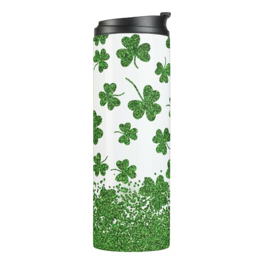 Schimmernde Kleeblätter Thermosbecher (Nach links gedreht)