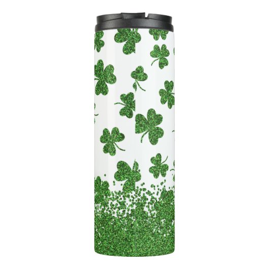 Schimmernde Kleeblätter Thermosbecher (Rückseite)