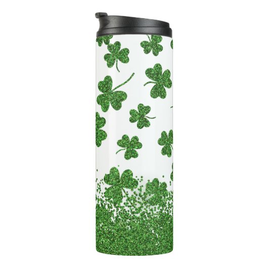 Schimmernde Kleeblätter Thermosbecher (Nach rechts gedreht)