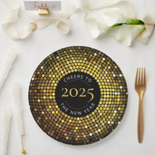Schimmernde Kreislichter zum Silvesterabend Pappteller