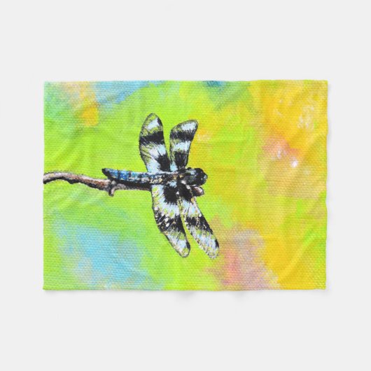 Schimmernde Libellenmalerei Fleecedecke (Vorderseite (Horizontal))