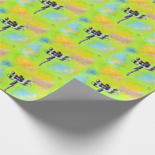 Schimmernde Libellenmalerei Geschenkpapier (Ecke)