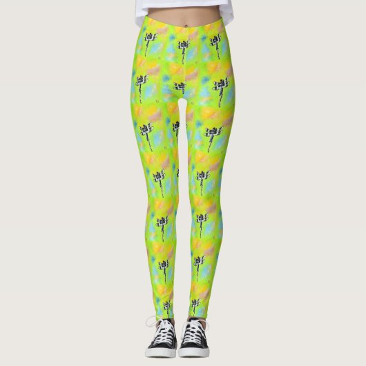 Schimmernde Libellenmalerei Leggings (Vorderseite)